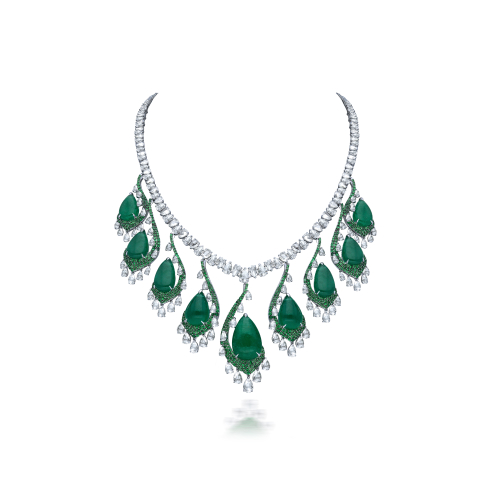 Zambian Emerald, Tsavorite and Diamond Necklace 